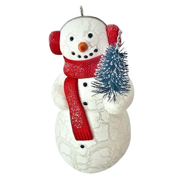 Hallmark Keepsake Spirited Snowman Christmas Tree Ornament 2010 Crackled Finish - Picture 2 of 10